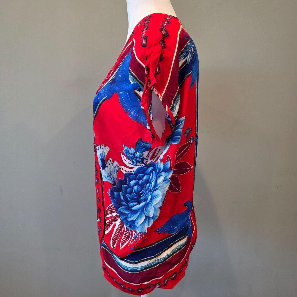 Farm Rio Macaw Scarf Top Sz Sm. Luxe Boho Resort Tropical Jungle - Picture 2 of 8